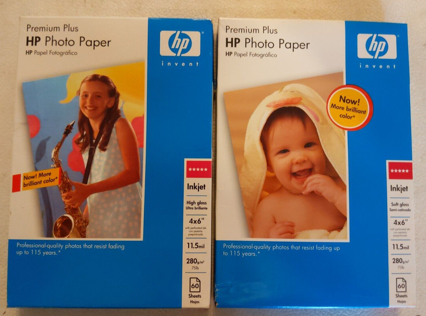 HP Premium Plus Soft Gloss Photo Paper 4 x 6 (lot of 2) 60 sheets per pack NEW