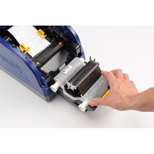 Label Printer Ribbon Cartridge: 4 5/16 in x 200 ft, Black, Resin, R10000