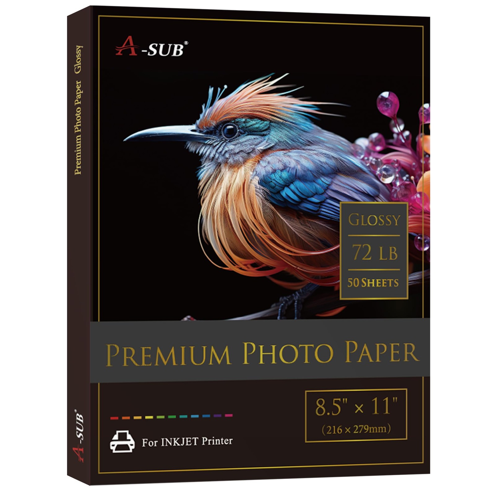 Premium Photo Paper High Glossy 8.5×11 Inch 72lb 50 Sheets Single Sided