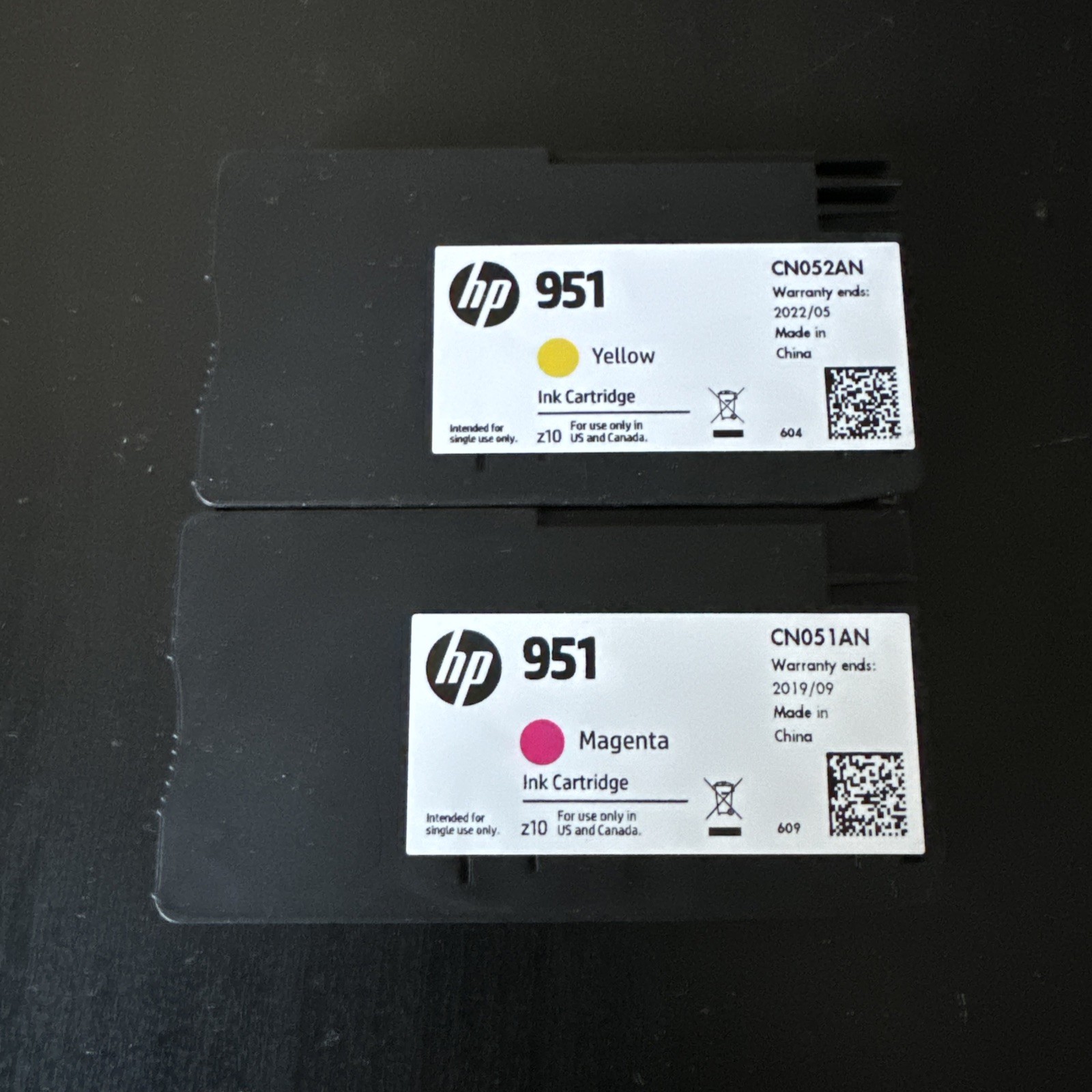 2 pack z10 HP 951 OEM Color Ink Cartridges Yellow & Magenta Z 10 EXP 2019/2022
