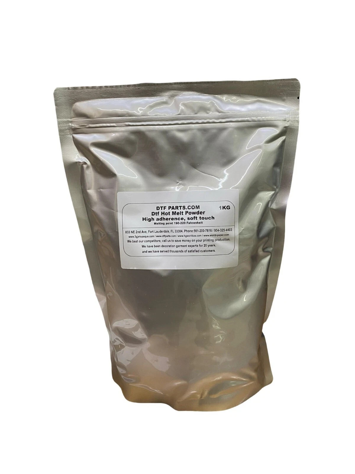 DTF Powder 2.2lb Adhesive White TPU Film ink hot melt SOFT TOUCH 80/200um