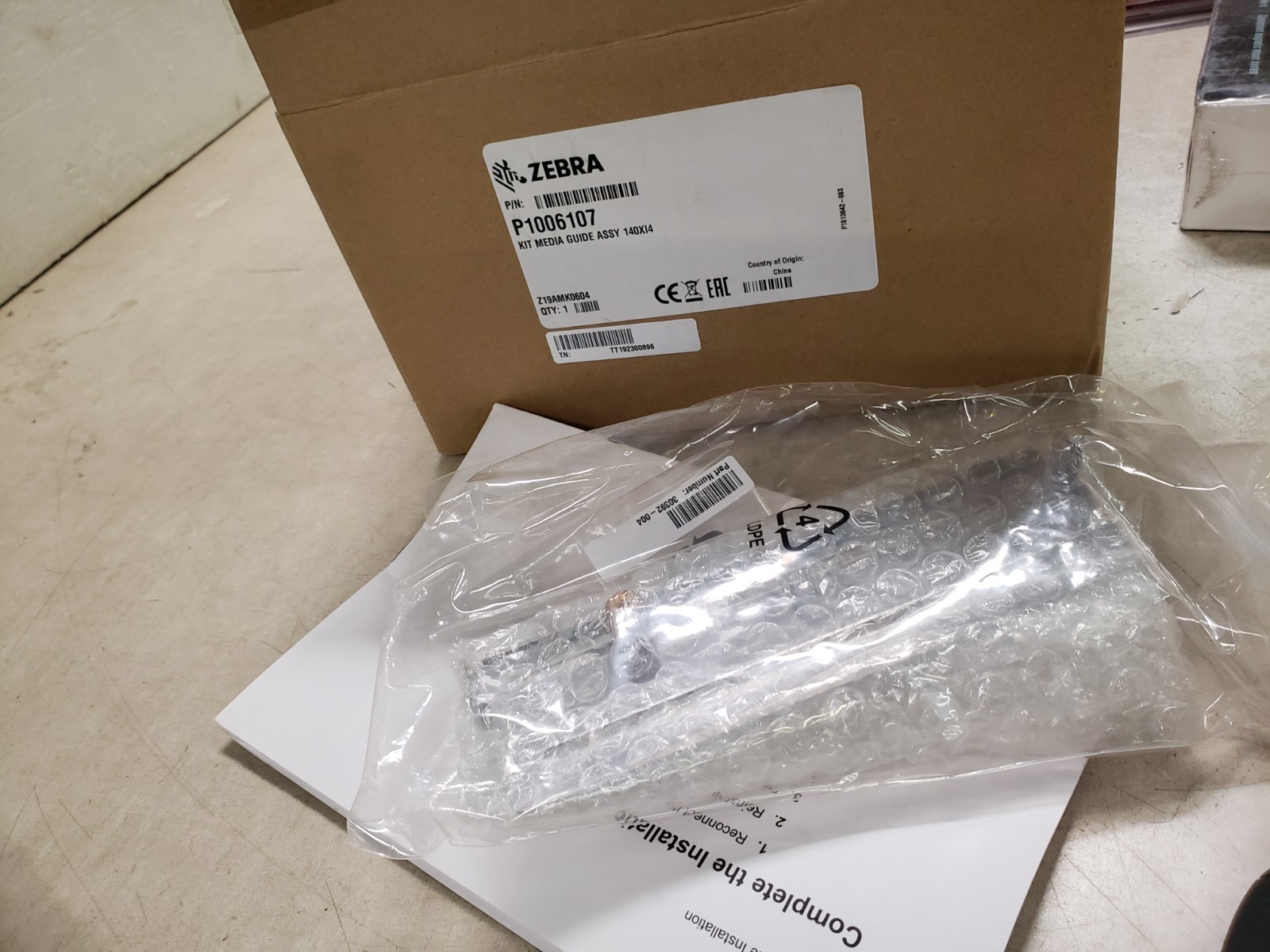 Zebra Printer 140Xi4 Replacement Printhead Kit Media Guide Assy P1006107