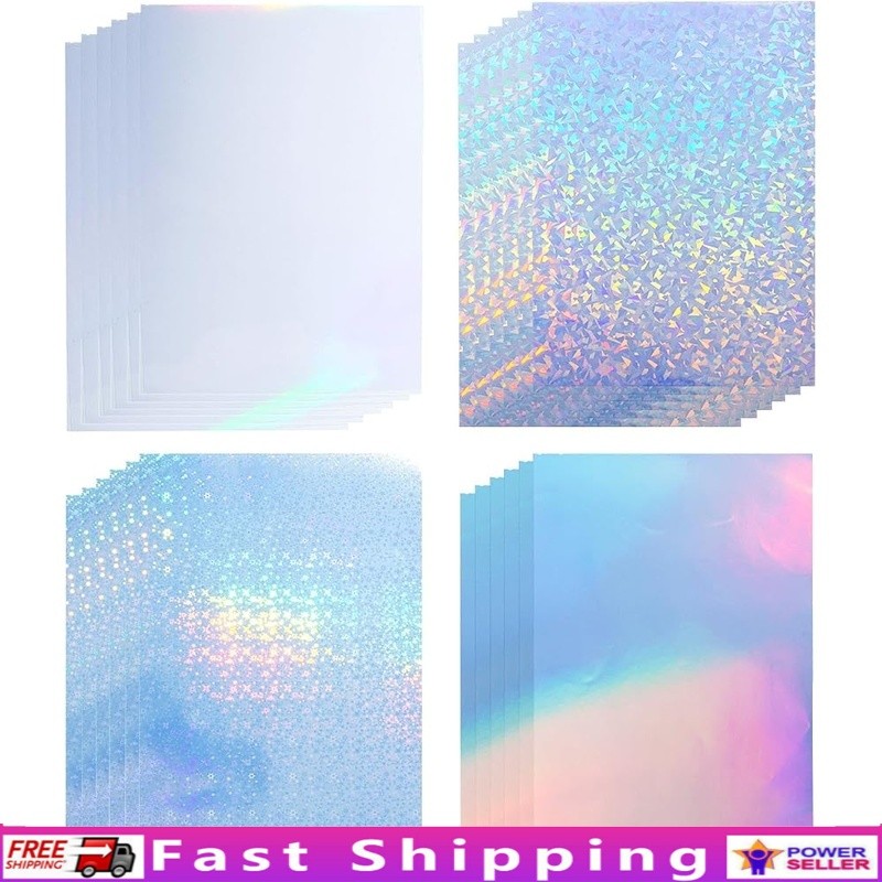 Self Adhesive Holographic Sticker Paper Vinyl Sheets Inkjet Printer 24 Pack New