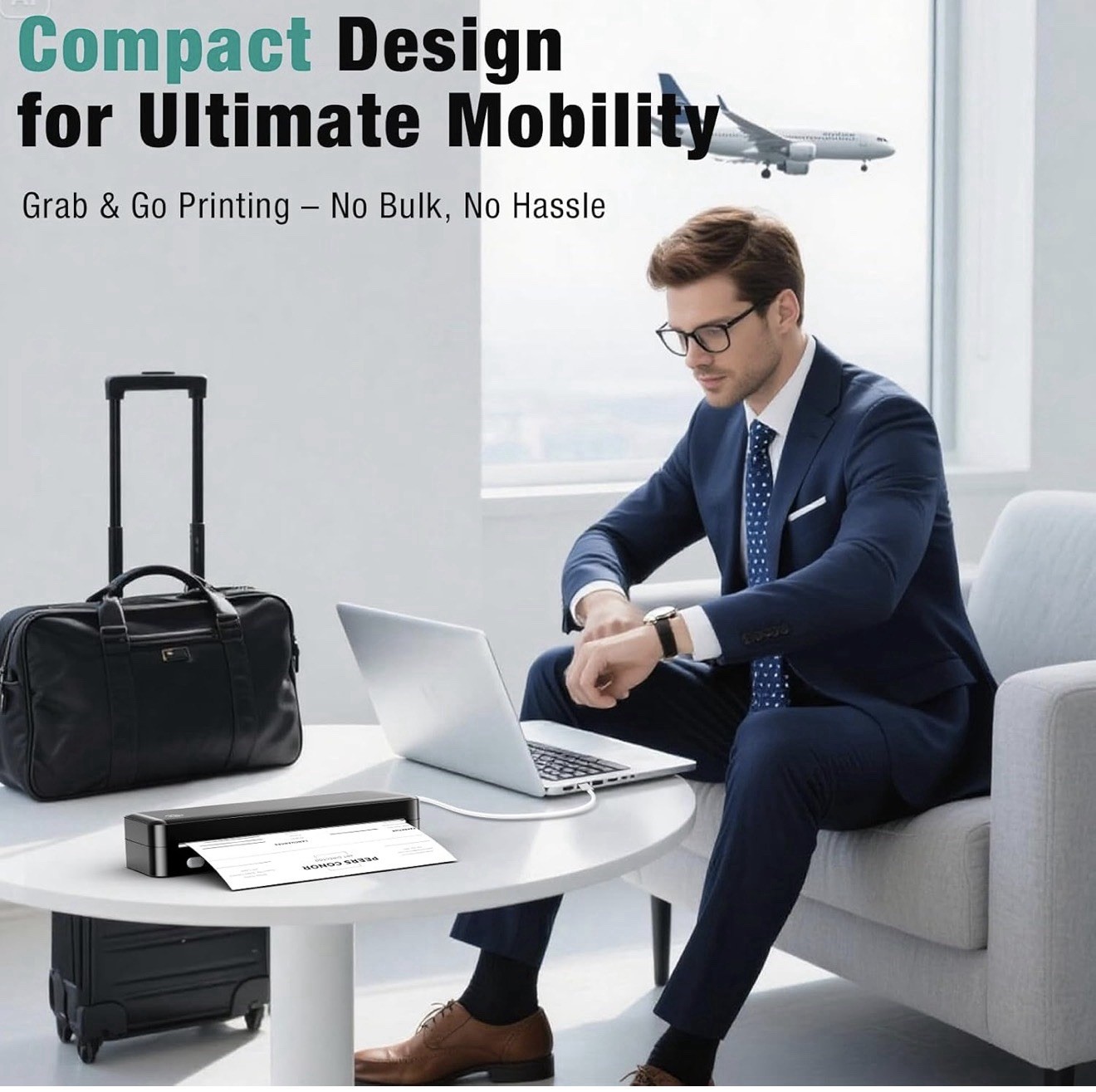 Portable Printer Wireless-Inkless Thermal Printer Supports 8.5”x11”IOS/Android