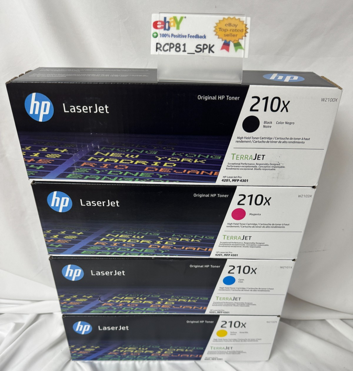 HP 210X 210A Toner Cartridge Set 4-Pack W2100,1/2/3X High Yield-Free Overnight!