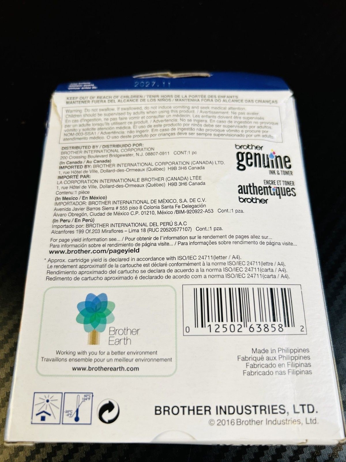 GENUINE Brother LC203BK Black High Yield Ink Cartridge Expires 11/2027 Open Box