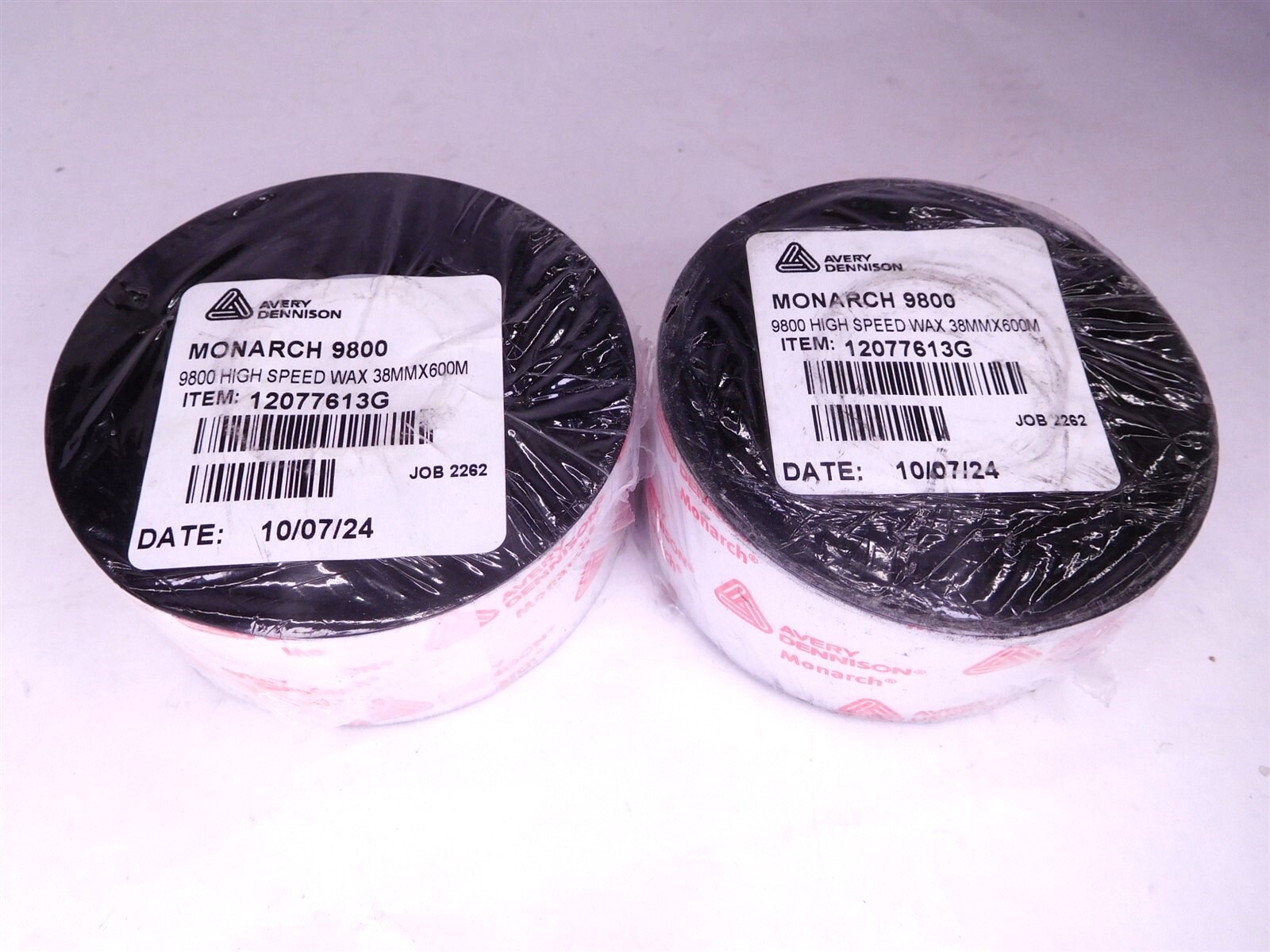 (2) Avery Dennison Monarch 9800 High Speed Wax 12077613G 90mm x 600m Ribbon (S3)