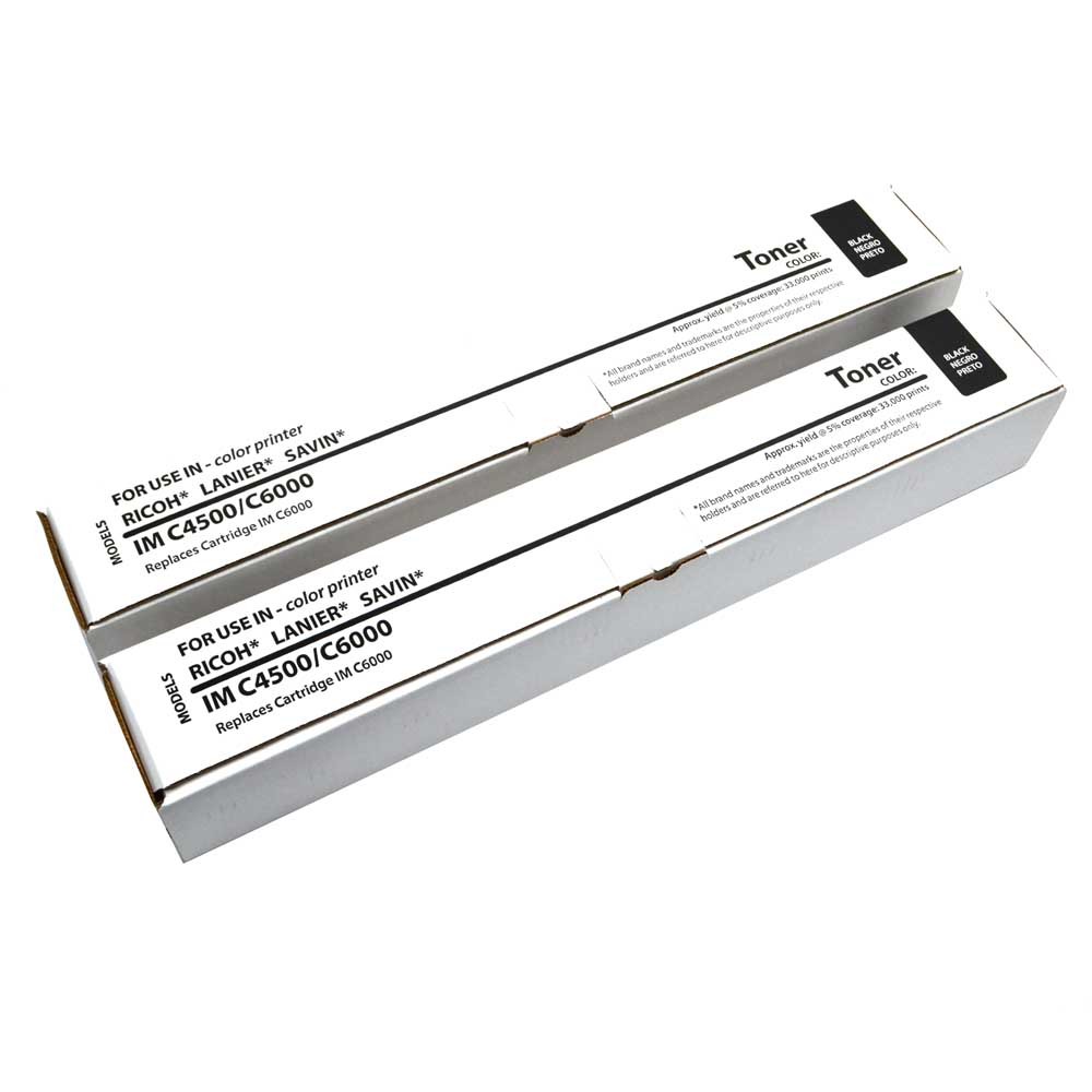 (2) NEW Ricoh Lanier Savin Black Printer Cartridges for IM C4500/C6000