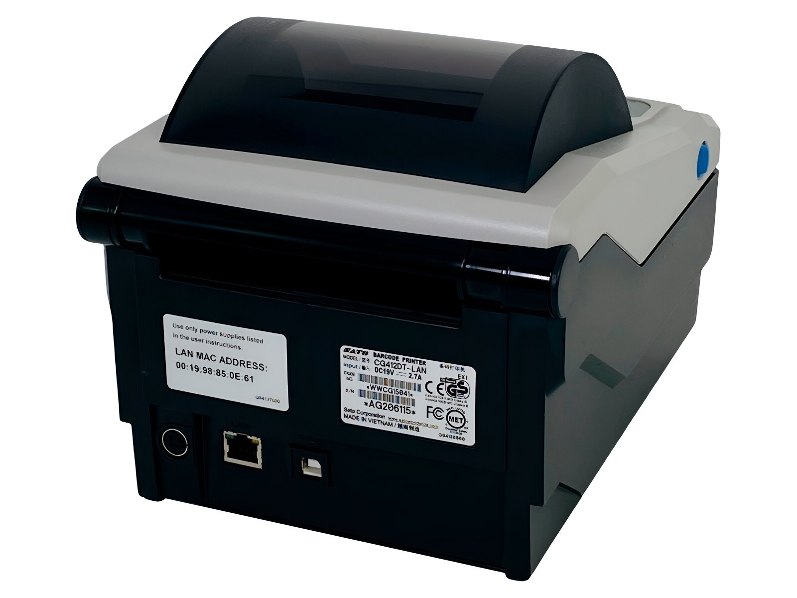 SATO CG412DT Industrial Direct Thermal 4×6 Barcode Label Printer 300 dpi LAN USB