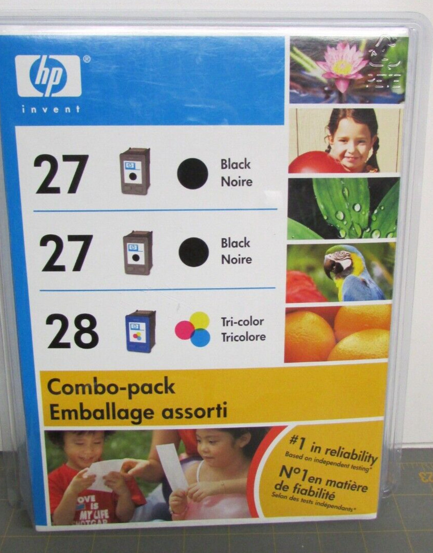GENUINE HP COMBO PACK (2) 27 BLACK & (1) 28 TRI-COLOR NEW SEALED