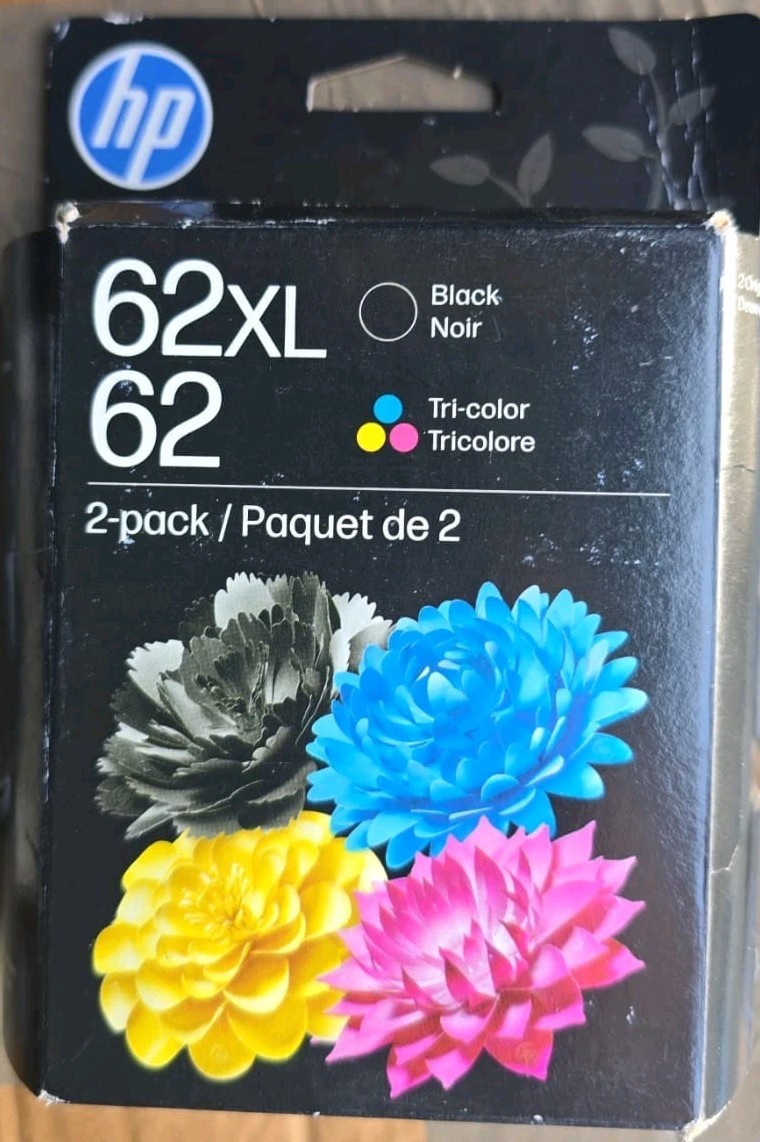 Genuine HP 62XL Black & 62 Color Ink Combo Pack