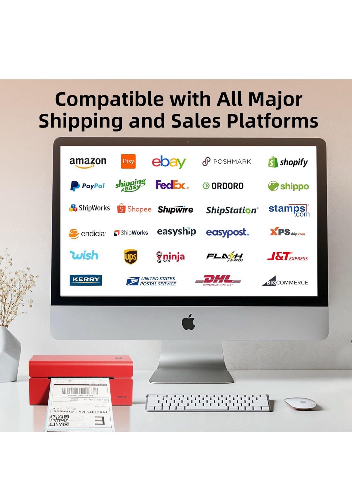 Shipping Label Thermal Printer – USB – Up to 4″x6″ – Compatible With All