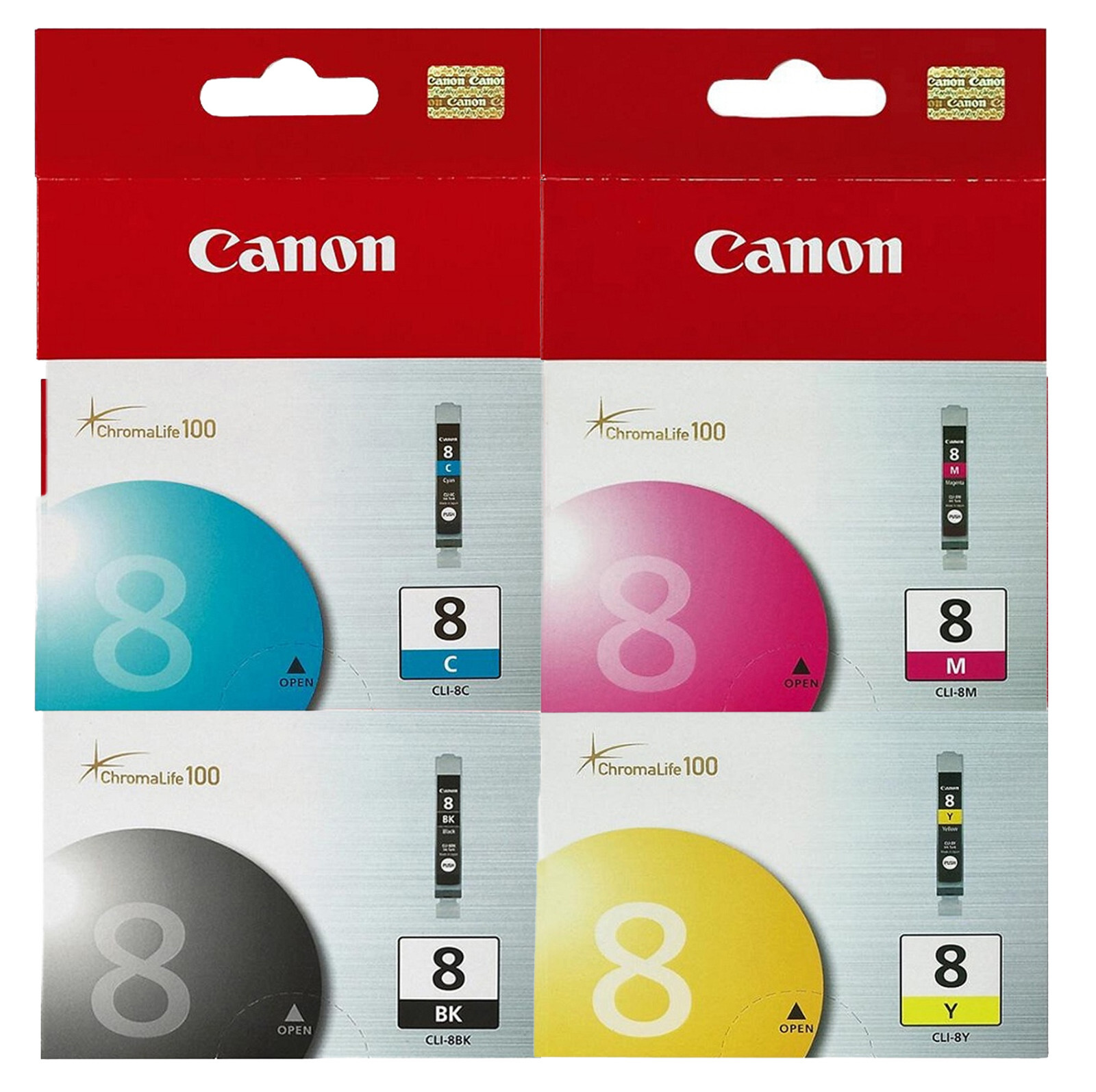 4 Pack GENUINE Canon CLI-8 Ink Cartridge for PIXMA iP3300 iP3500 iP4200 MP500