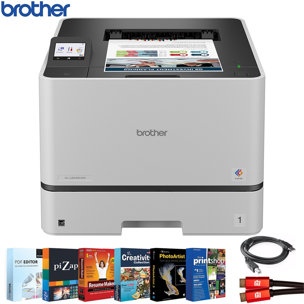 Brother Business Color Laser Printer with Wireless Networking+Accessories Bundle