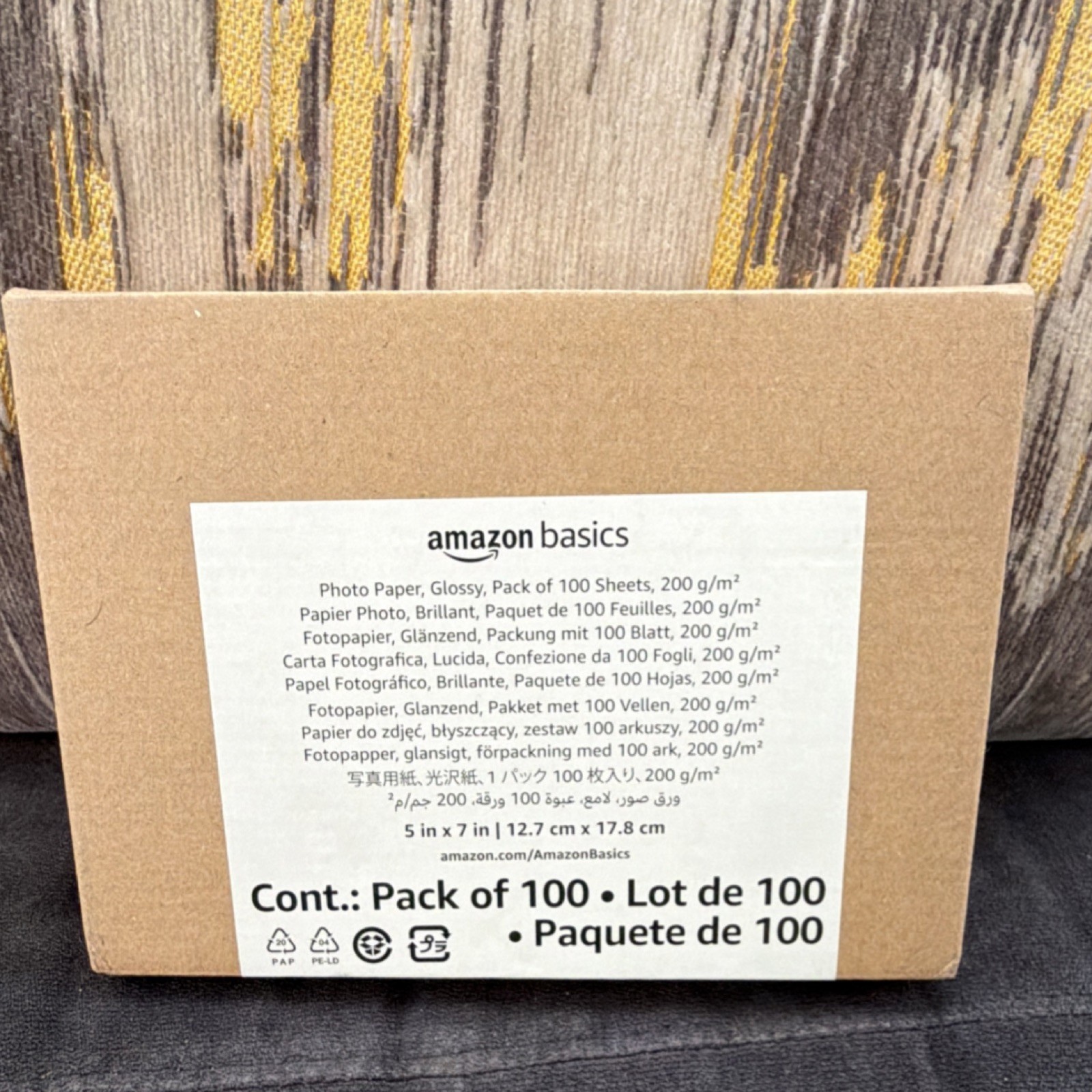 AmazonBasics Photo Paper Glossy 5 x 7 in 200 g/m² White Pack of 100