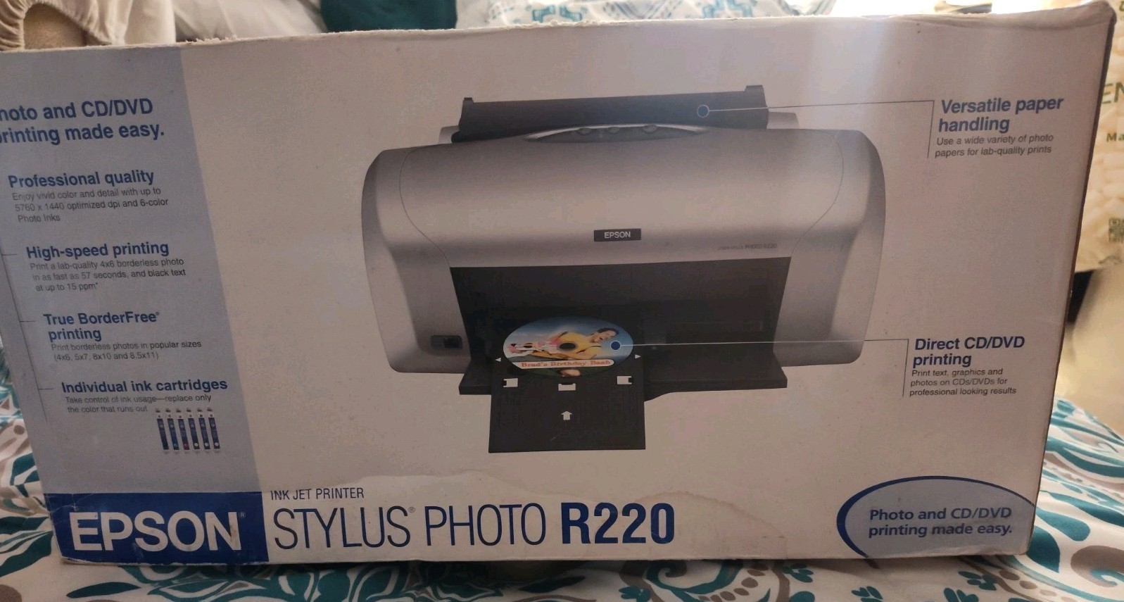 Epson Stylus Photo R220 Inkjet Printer Photo and CD/DVD Printin Sealed & New Ink