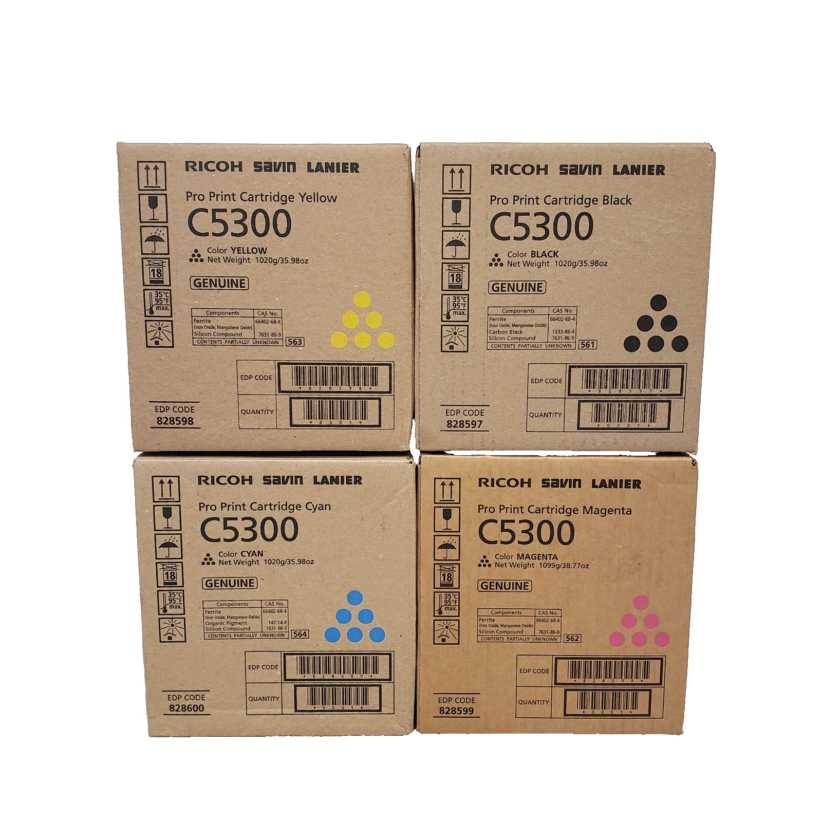 RICOH Pro SP C5300 Toner Cartridge Set CYMK 4-Pack # 828597 828598 828599 828600