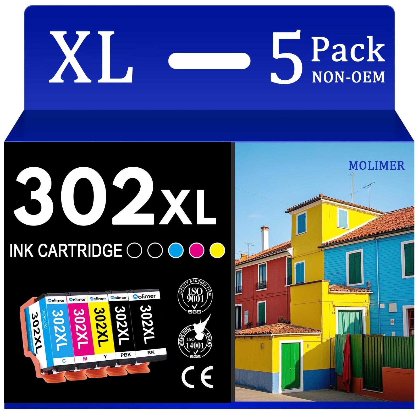 New 302XL Black Photo Black Cyan Magenta Yellow Ink Cartridges for Epson XP-6100