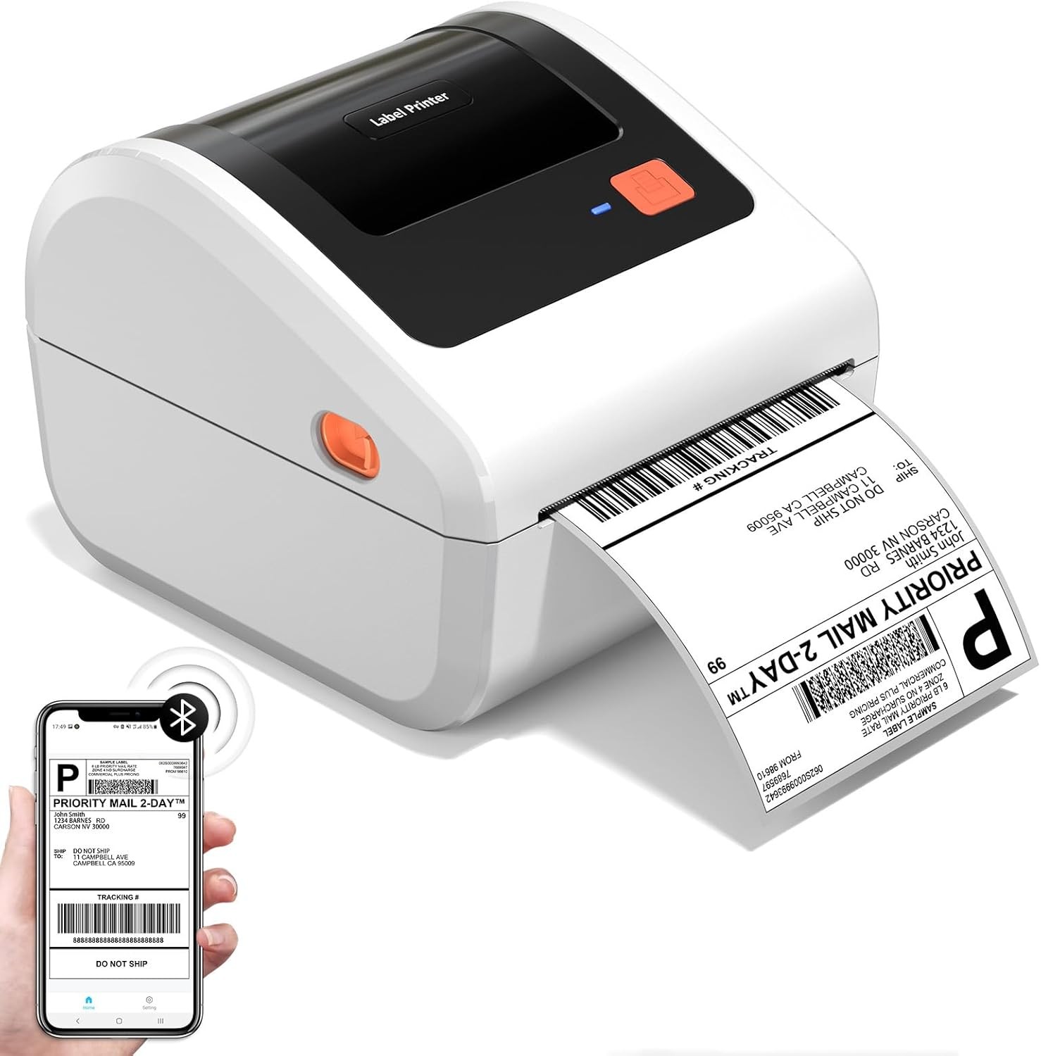 Bluetooth Thermal Shipping Label Printer D450BT Thermal Label Printer 4×6 for