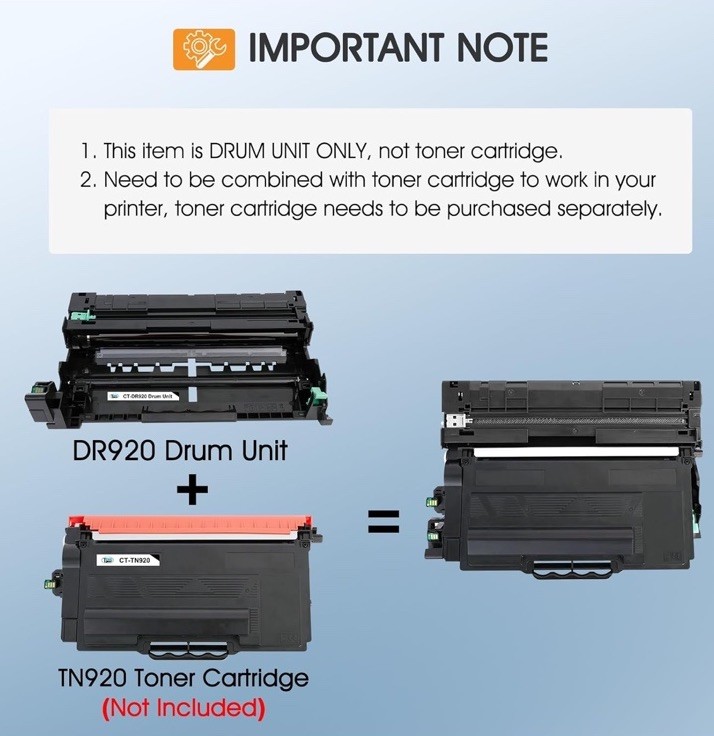 DR-920 DR920 Drum Unit Black 2 Pack Compatible Replacement for Brother SEALED