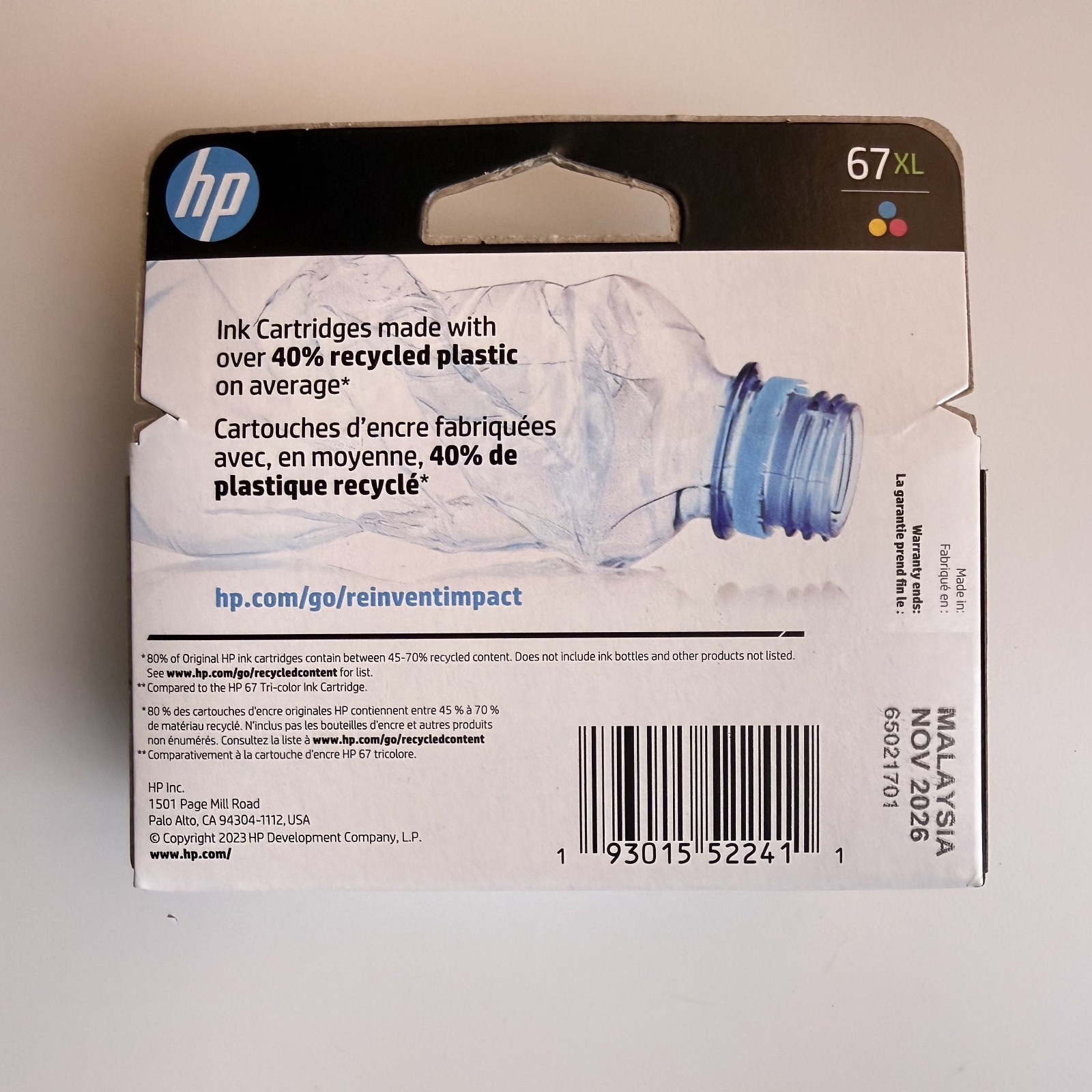 New Sealed HP 67 XL Tri-Color Original Ink Cartridge Genuine HP