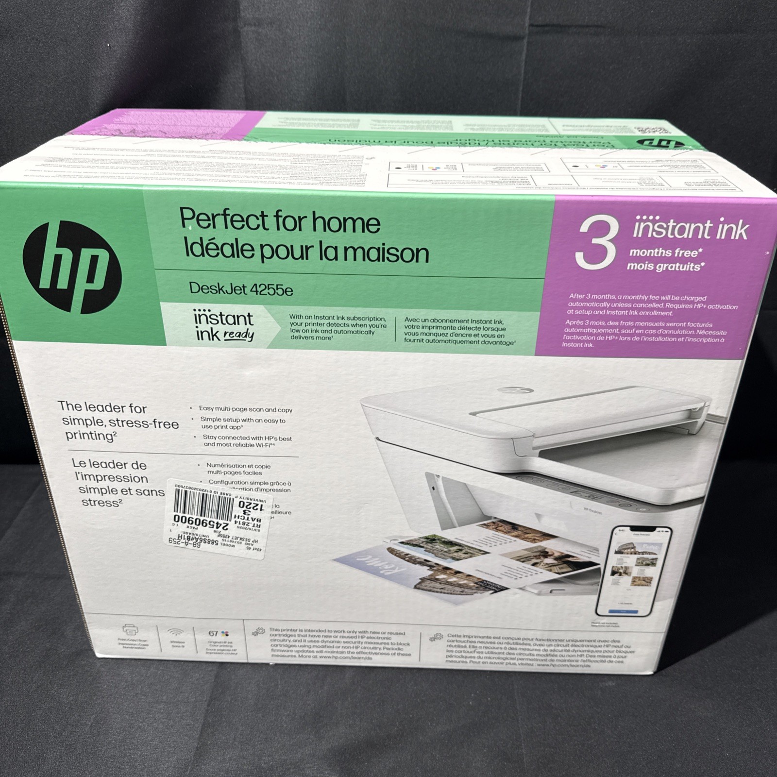 HP DeskJet 4255e Wireless All-in-One Color Inkjet Printer Scanner Copier Sealed