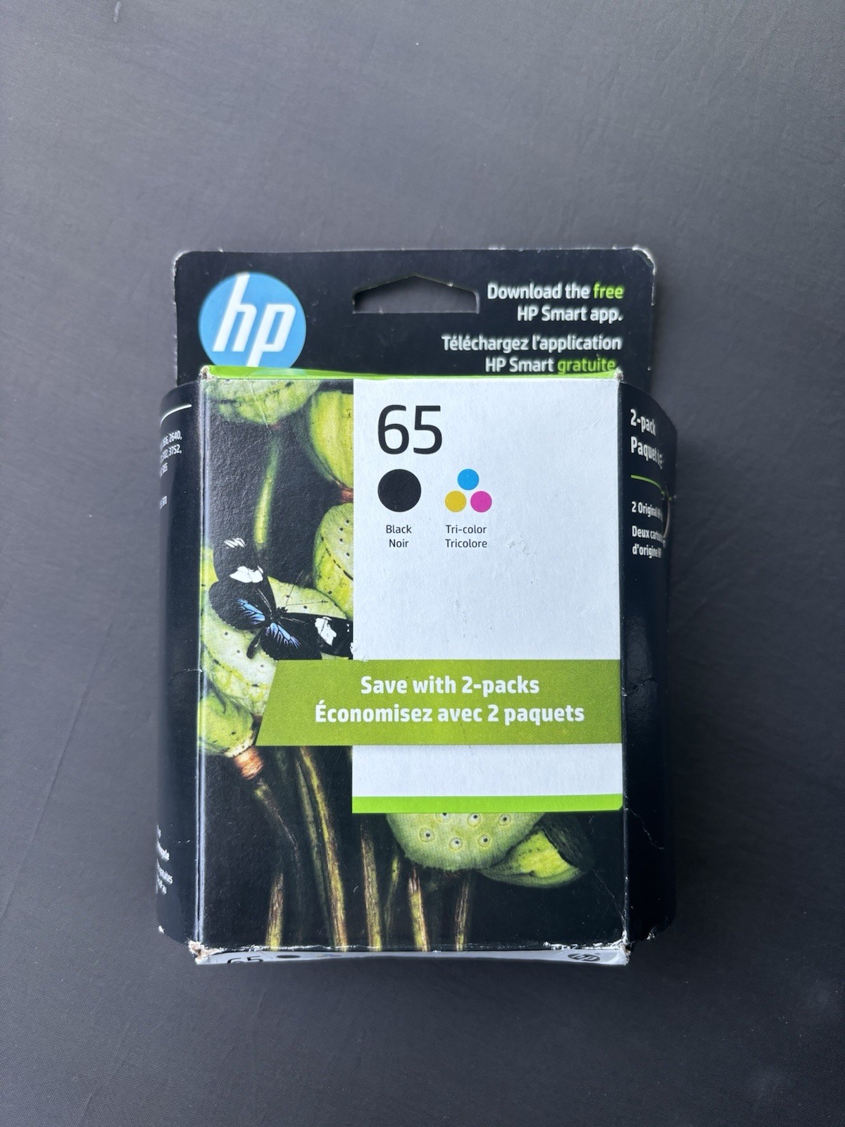 Genuine HP 65 T0A36AN Black & Tri-color Original Ink Cartridges – 2-Pack – NEW