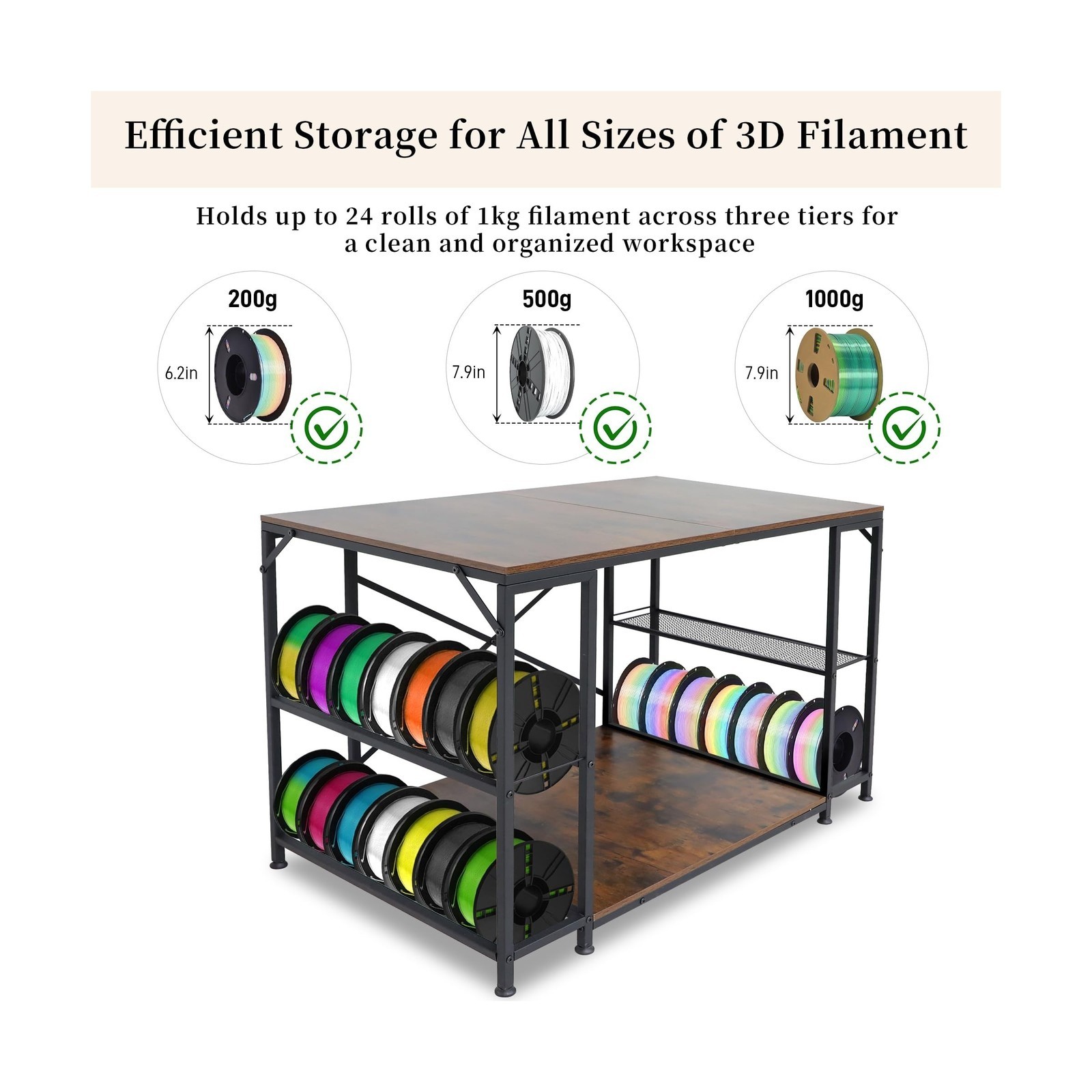 Upgraded 3D Printer Stand, Large 3D Printer Filament Storage Rack for Home Of