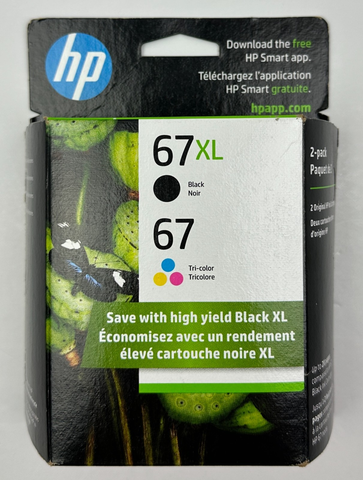 Genuine HP 67XL High-Yield Ink Cartridges 2 Pack Black & Tri-color *New*