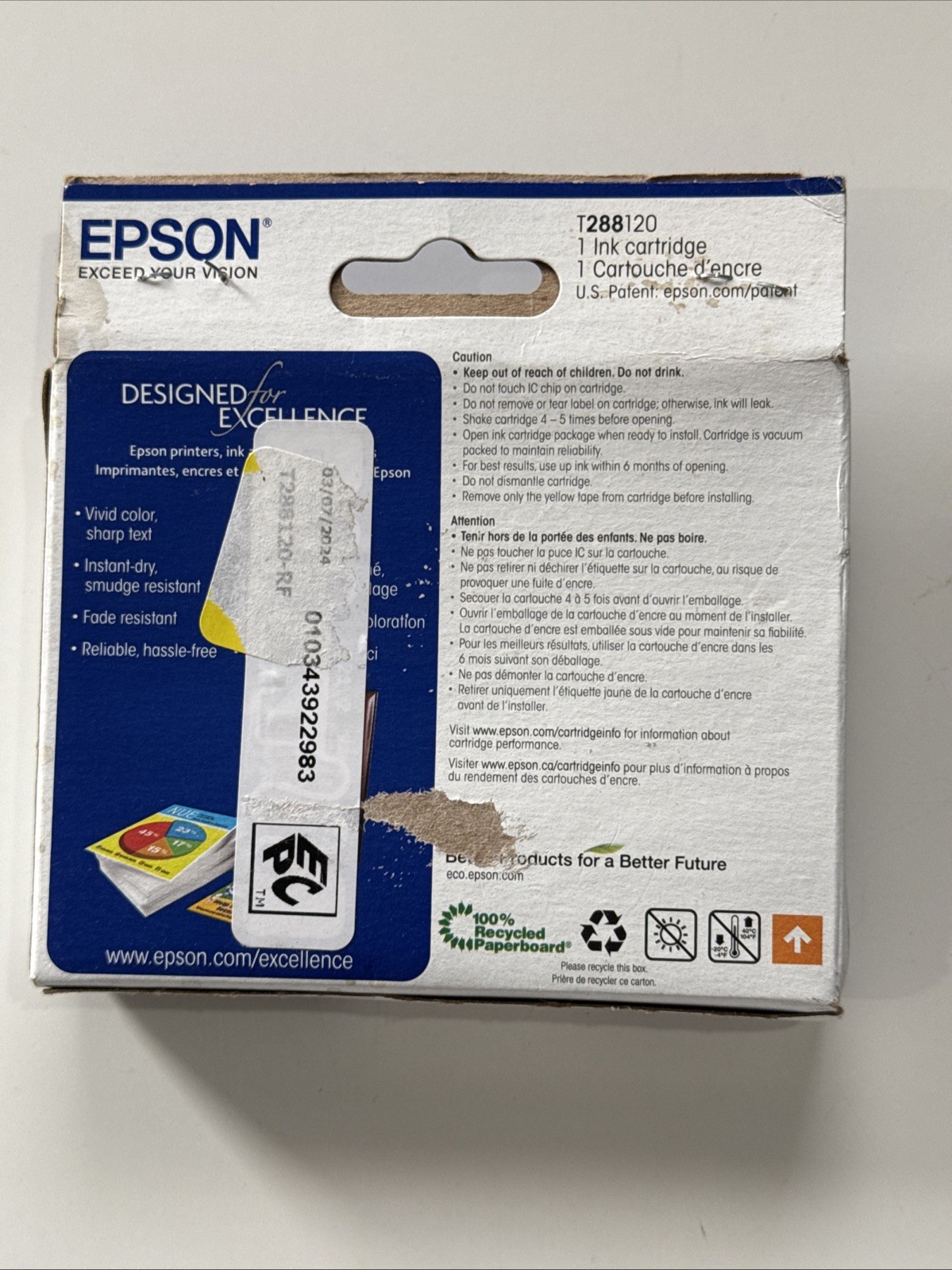 Genuine Epson 288 Standard Capacity Black Ink Cartridge Exp 04/2027