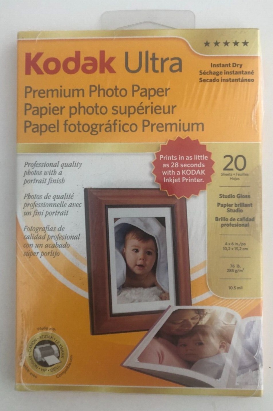 Kodak Ultra Premium Photo Paper 20 Sheets Studio Gloss Instant Dry 4×6 NEW 