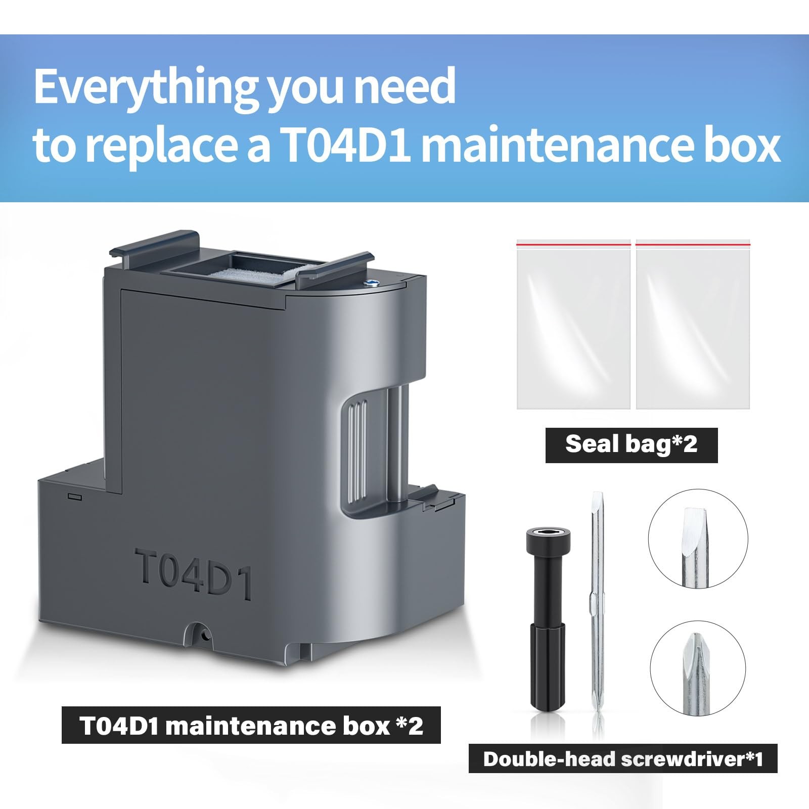 2 PCS T04D1 T04D100 Ink Maintenance Box Fits ET15000 ET3750 ET3760