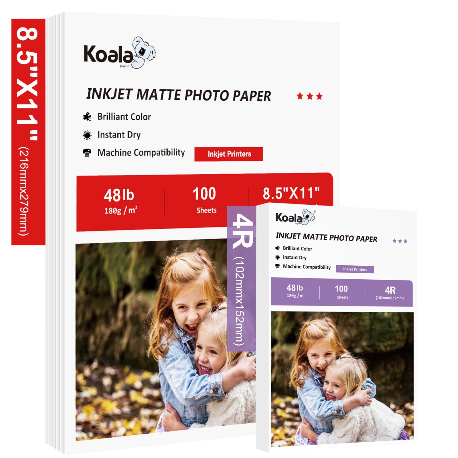 Lot Koala Premium Matte Photo Paper 4×6 / 8.5×11 for Inkjet Printers 48lb / 39lb