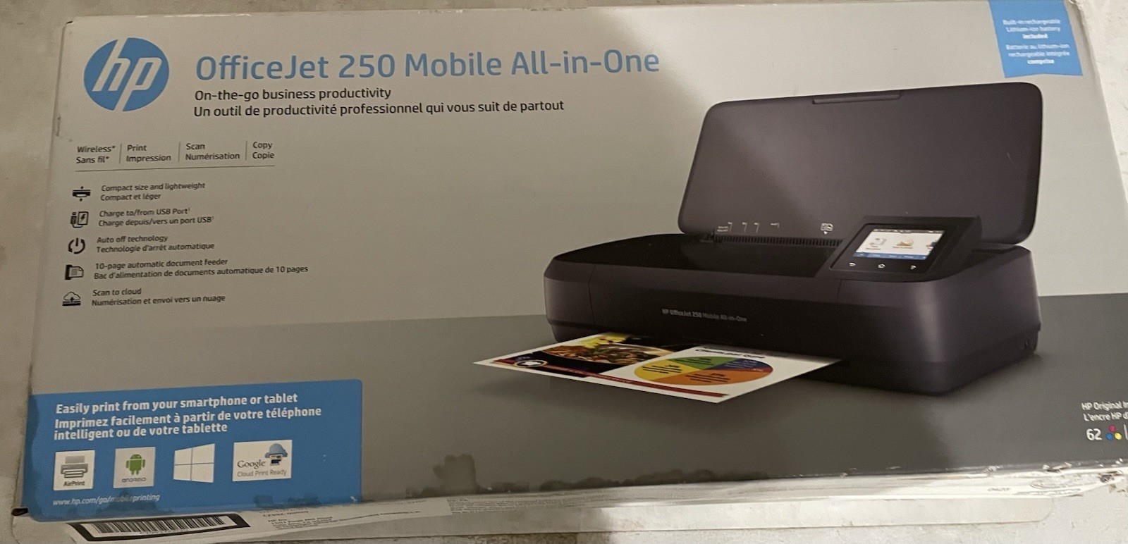 HP OfficeJet 250 All-in-One Portable Printer with Wireless Printing