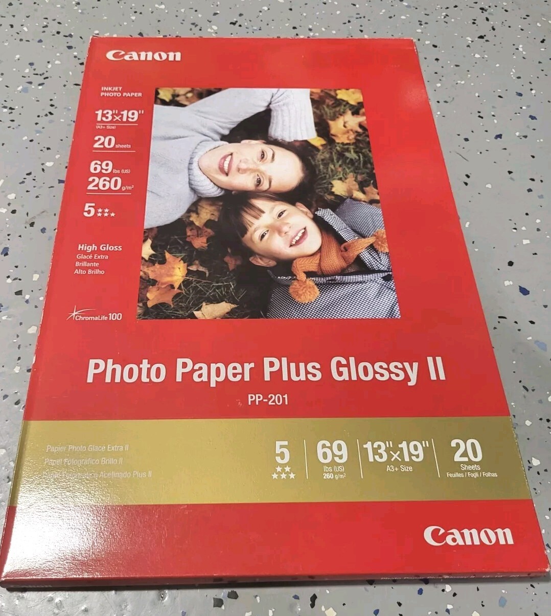 Canon Photo Paper Plus Glossy II Pixma PP-201 13×19 High Gloss 18 Sheets 73 lb
