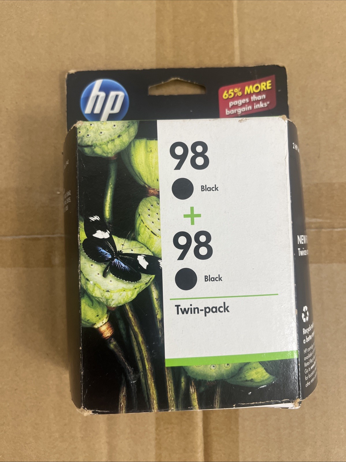 1X Twin Pack of HP 98 Black Original Ink Cartridges (C9514FN); NIB EXP NOV 2011