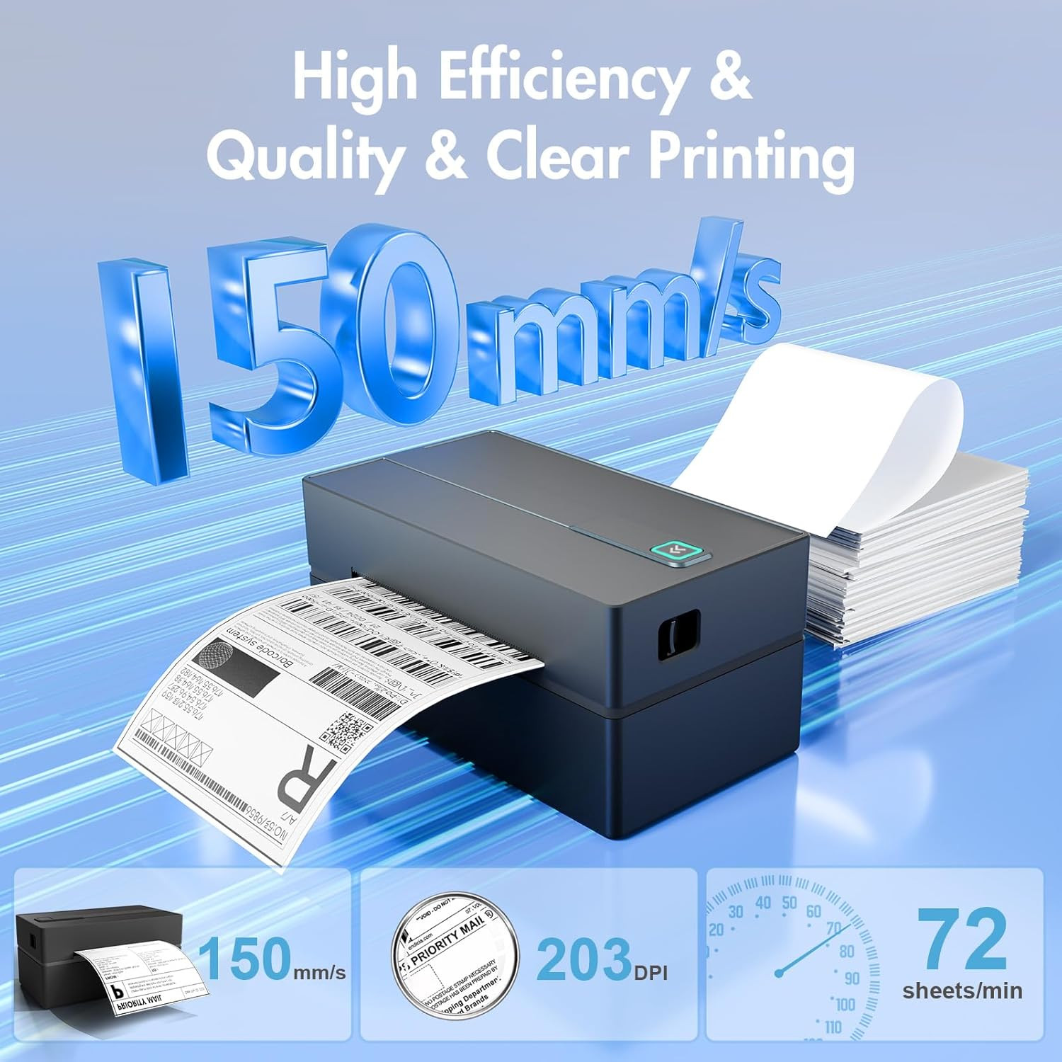 Bluetooth Thermal Shipping Label Printer: 4X6 Wireless Label Maker with Tape for