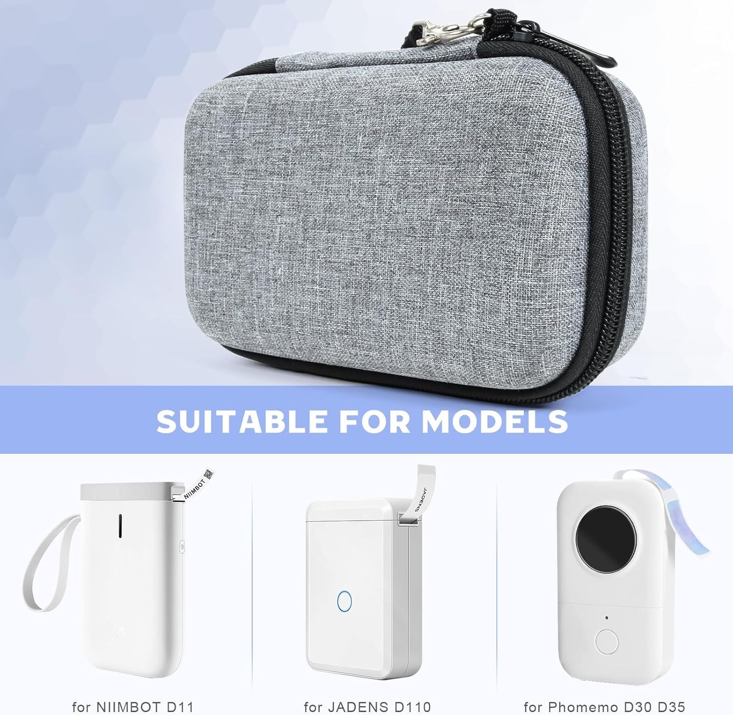 Compact Gray Carrying Case for Phomemo and NIIMBOT Label Makers – Ideal Gift!
