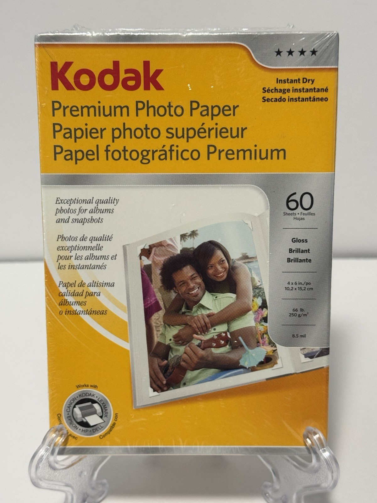 Kodak Premium Photo Paper 4×6 inch Gloss 60 Sheets Pictures Instant Dry -Sealed