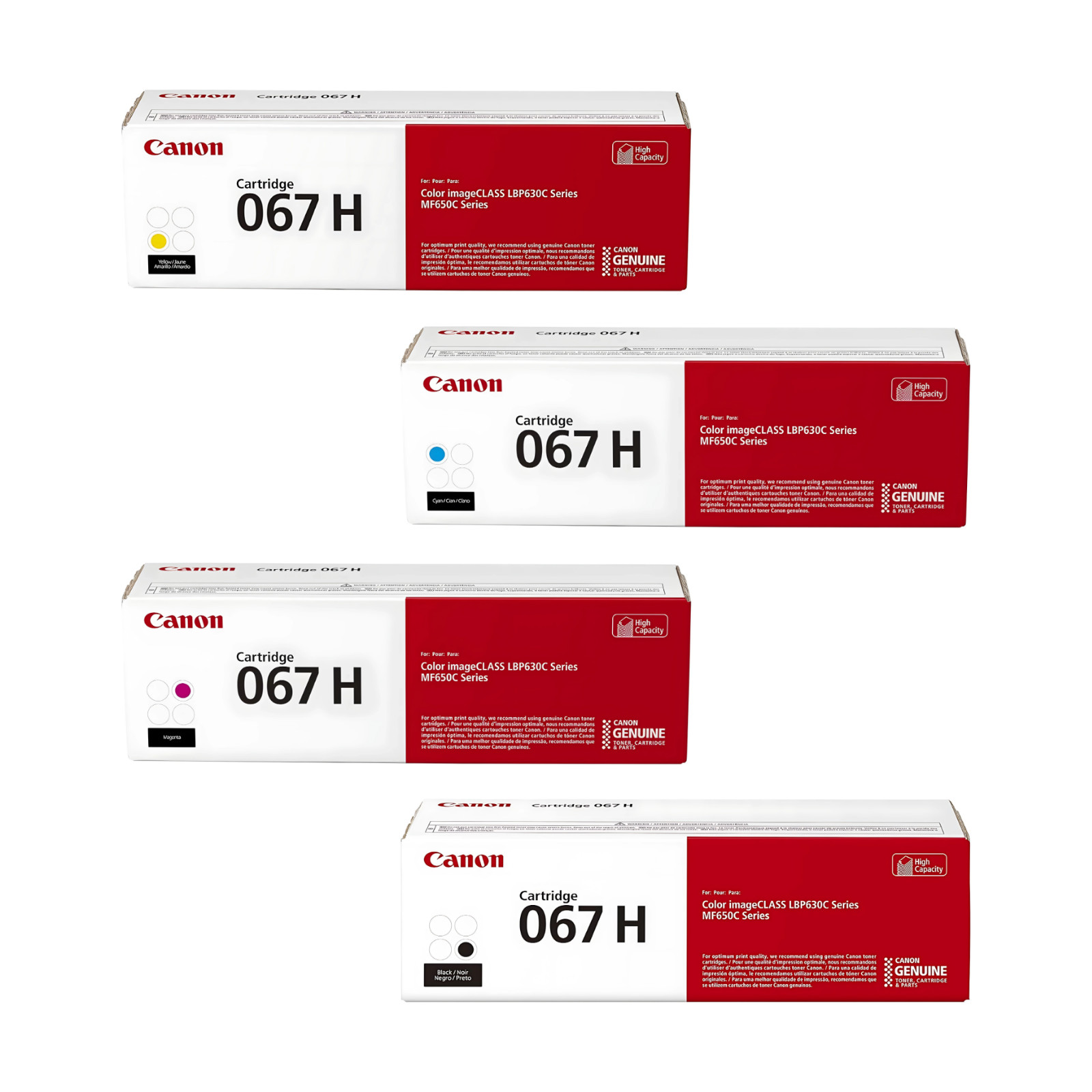 Canon 067H Toner Set Genuine Original 4-Color BCMY High Yield NEW Sealed