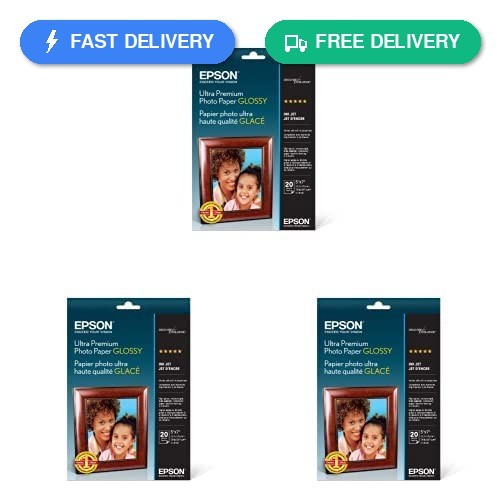 Epson Ultra Premium Photo Paper GLOSSY 5×7 Inches, 20 Sheets S041945 Pack of 3