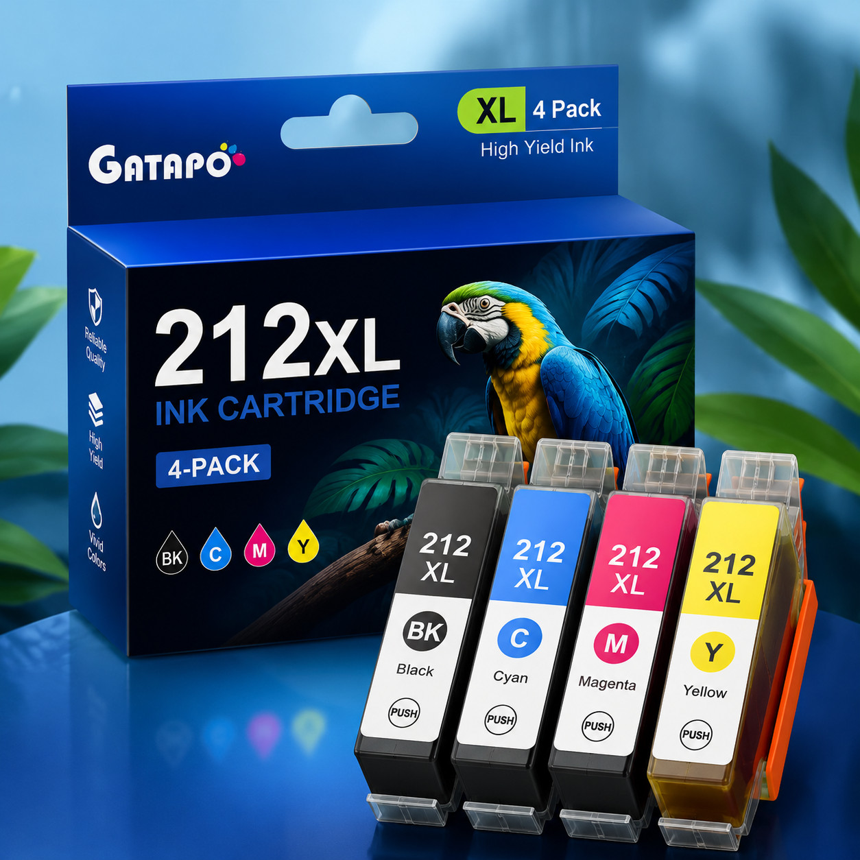 212XL 4Pk Ink Cartridges for XP-4100 XP-4105 WF-2850 WF-2830