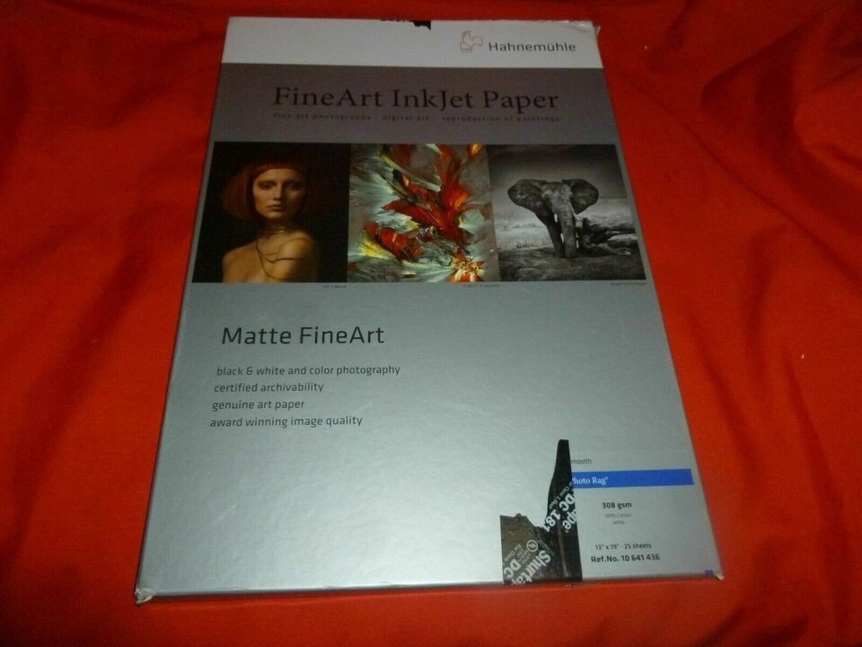 Hahnemühle 110641436 FineArt Inkjet Photo Rag Paper(Matte – 25 Sheets) 13″x 19″