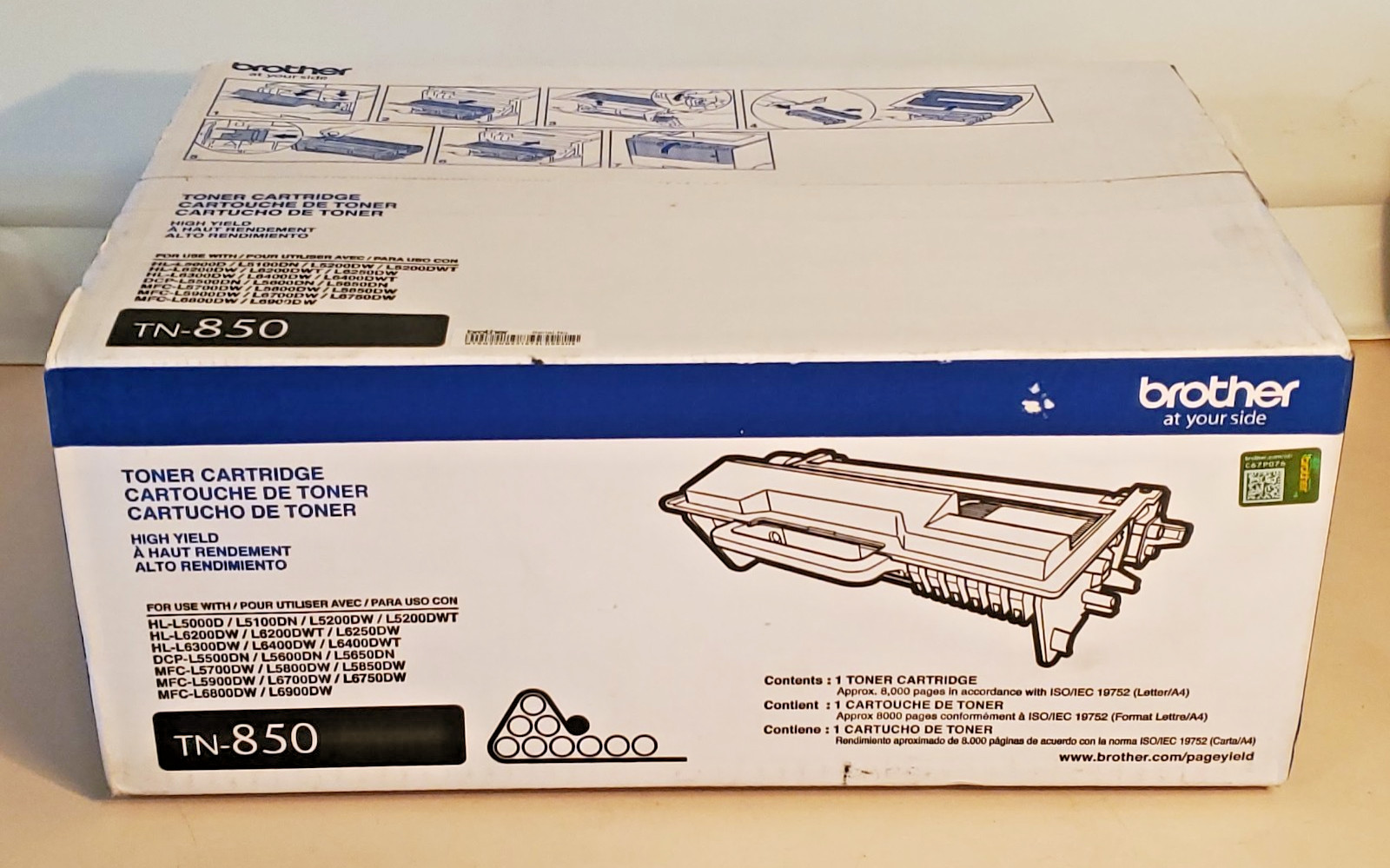 GENUINE BROTHER TN-850 HIGH YIELD BLACK TONER CARTRIDGE – Factory sealed