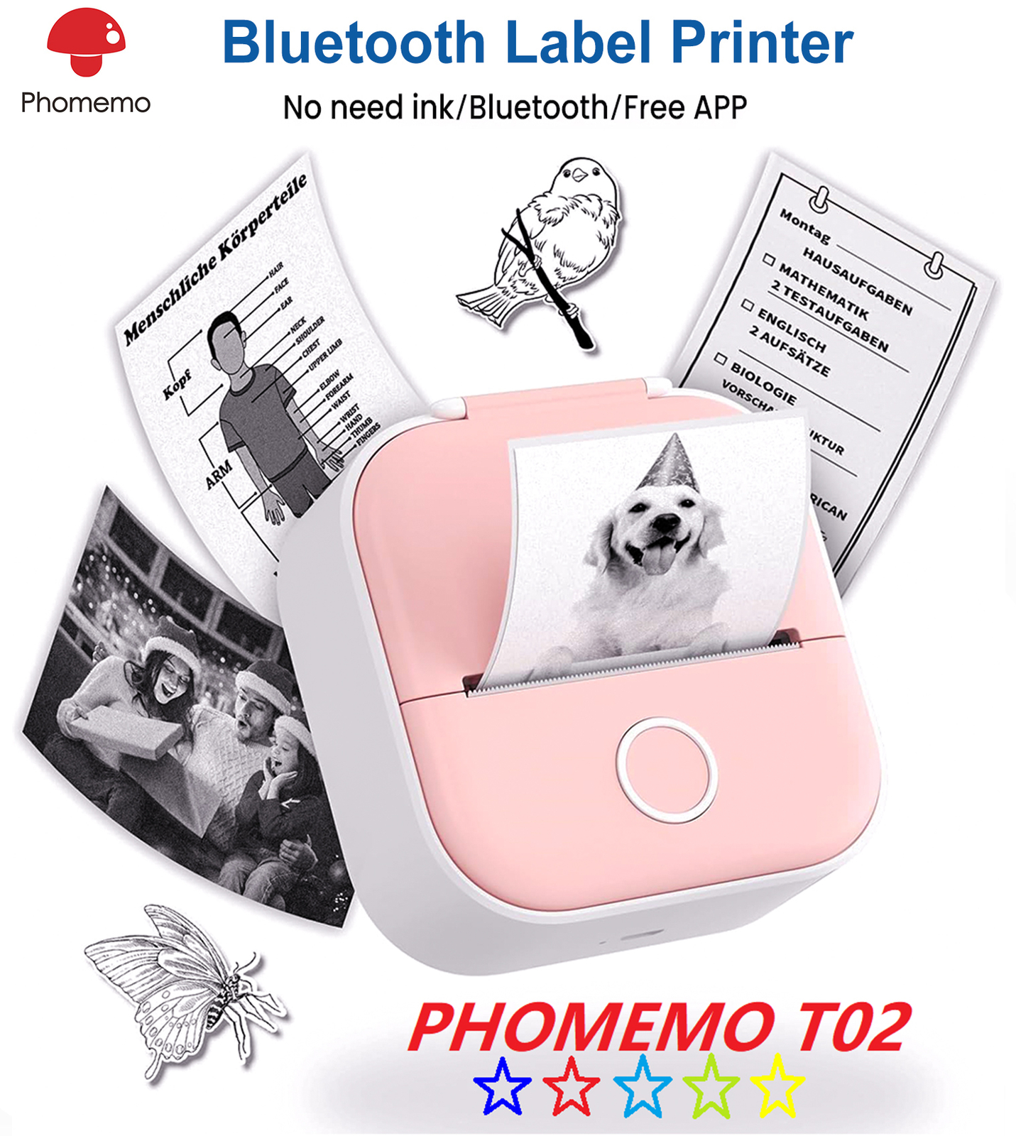Phomemo Sticker Printer- T02 Print Pods Mini Sticker Printer Children’s Day Gift