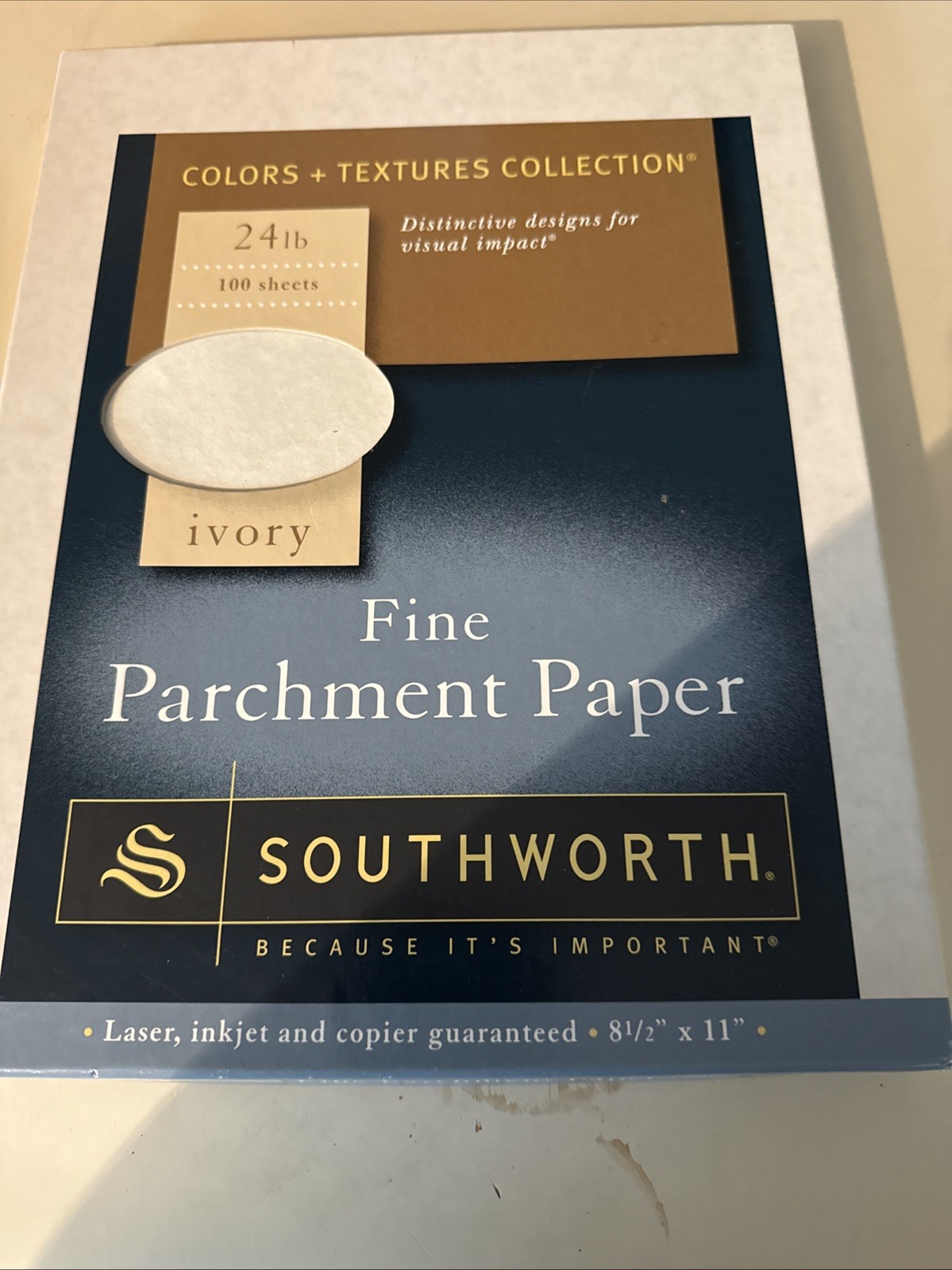 SOUTHWORTH FINE PARCHMENT PAPER IVORY 100 SHEETS 8.5 INCH BY 11 INCH OPEN BOX