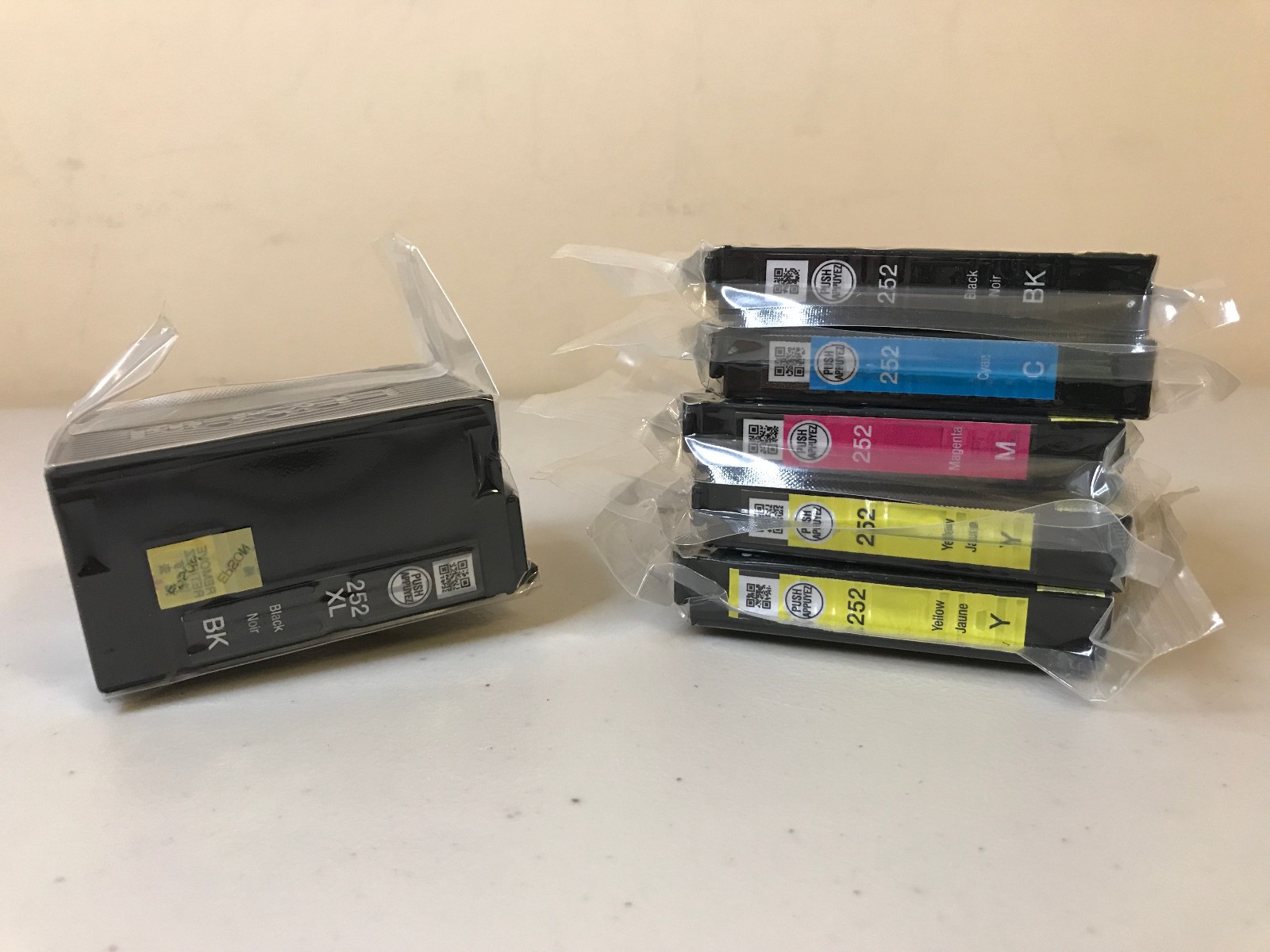 Genuine Epson 252XL Black + 252 Color C,M,Y,BK Ink Cartridge Lot Sealed No Box