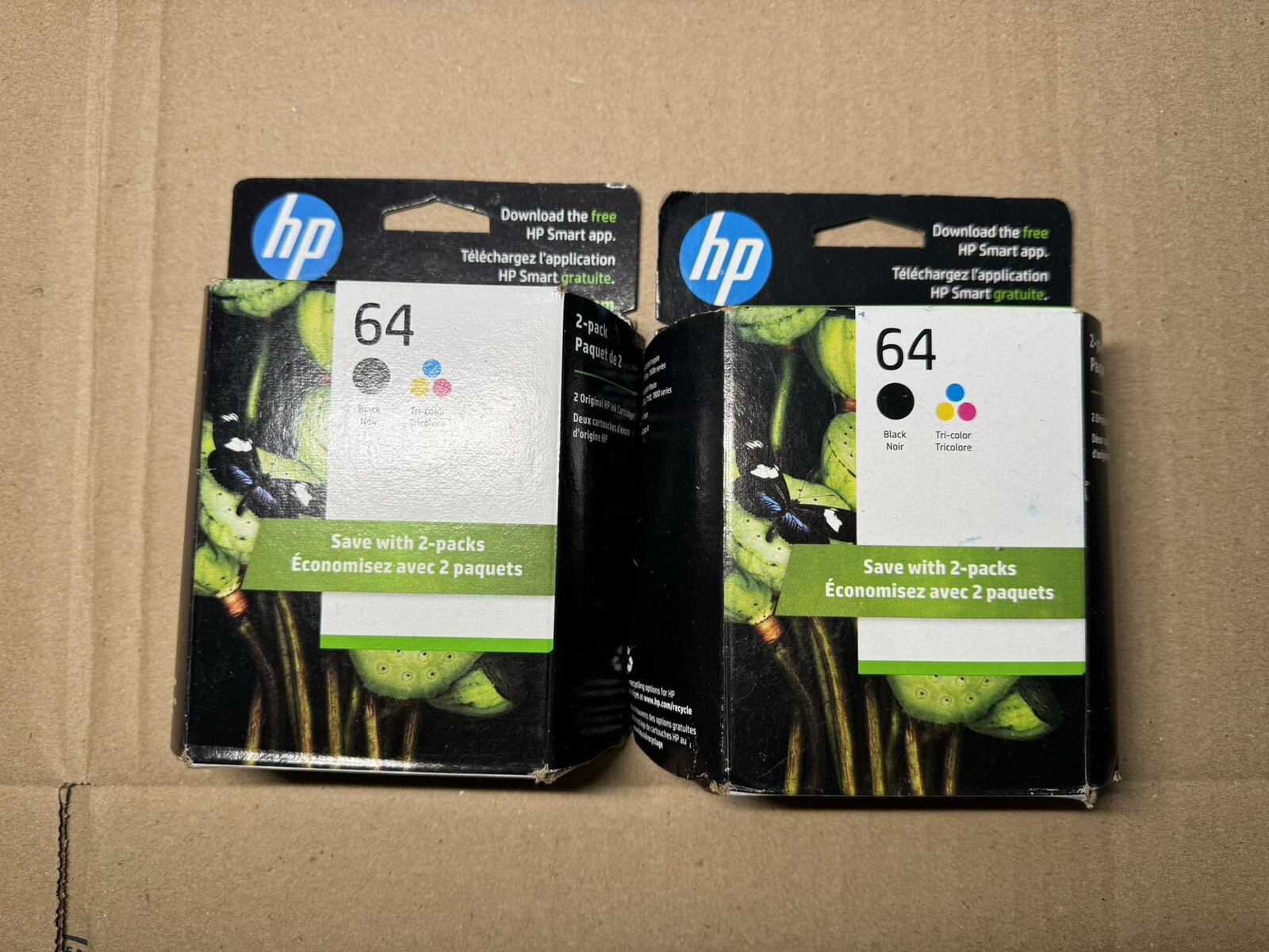 2 x HP 64 Ink Cartridge 2 Pack Black & Tri-Color NEW FREE SHIPPING 2023