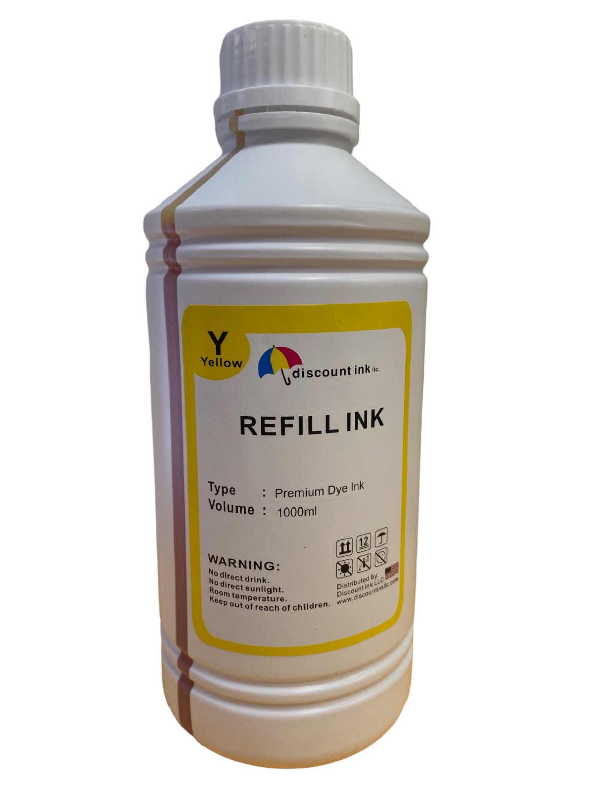 Liter-1000ml Yellow Bulk Refill Ink for all HP, Epson, Brother, Canon Printers