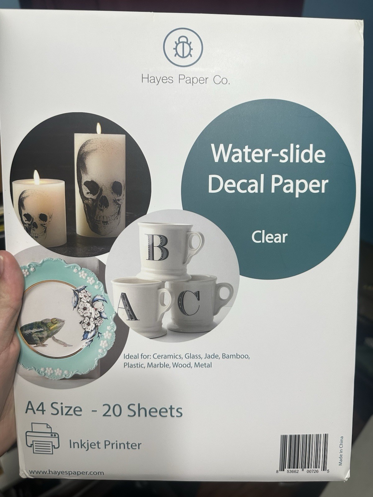 Hayes Paper Co Waterslide Decal Clear Inkjet, A4-20 Sheets 10x lot